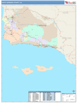 Santa Barbara County Wall Map Color Cast Style
